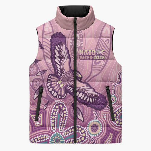 NAIDOC Week - 50 Years Deadly Sleeveless Puffer Jacket Pastel Wings