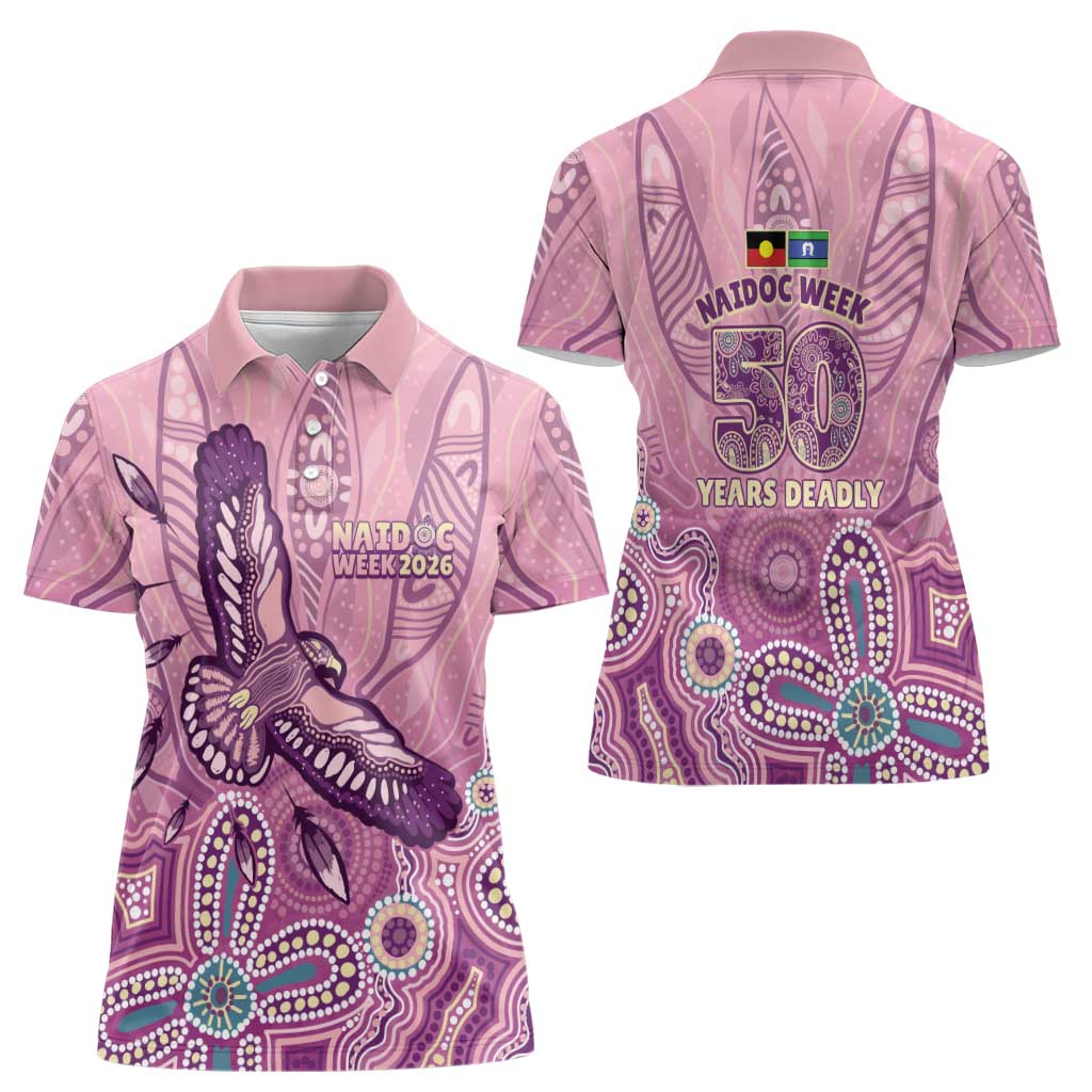 NAIDOC Week - 50 Years Deadly Women Polo Shirt Pastel Wings