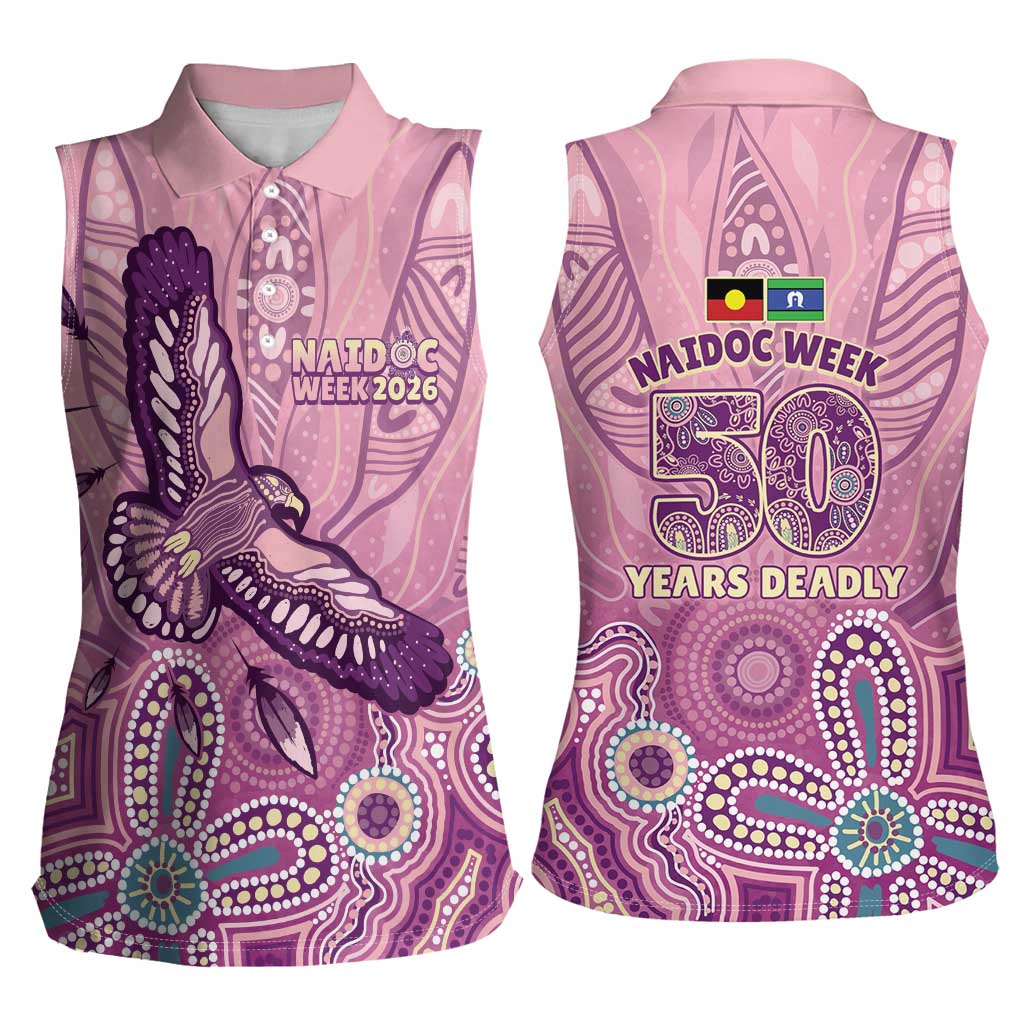 NAIDOC Week - 50 Years Deadly Women Sleeveless Polo Shirt Pastel Wings