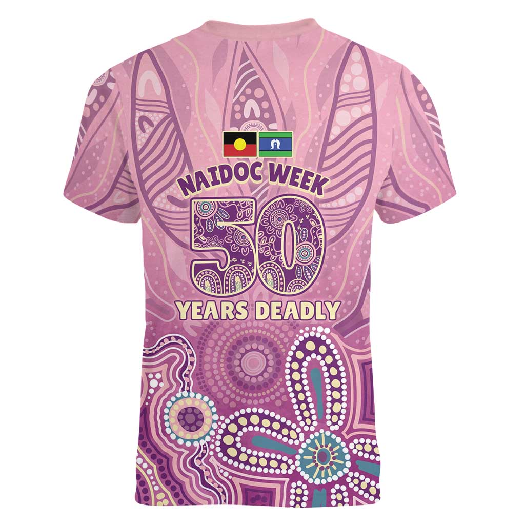 NAIDOC Week - 50 Years Deadly Women V-Neck T-Shirt Pastel Wings
