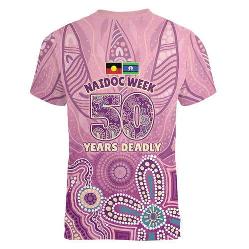 NAIDOC Week - 50 Years Deadly Women V-Neck T-Shirt Pastel Wings