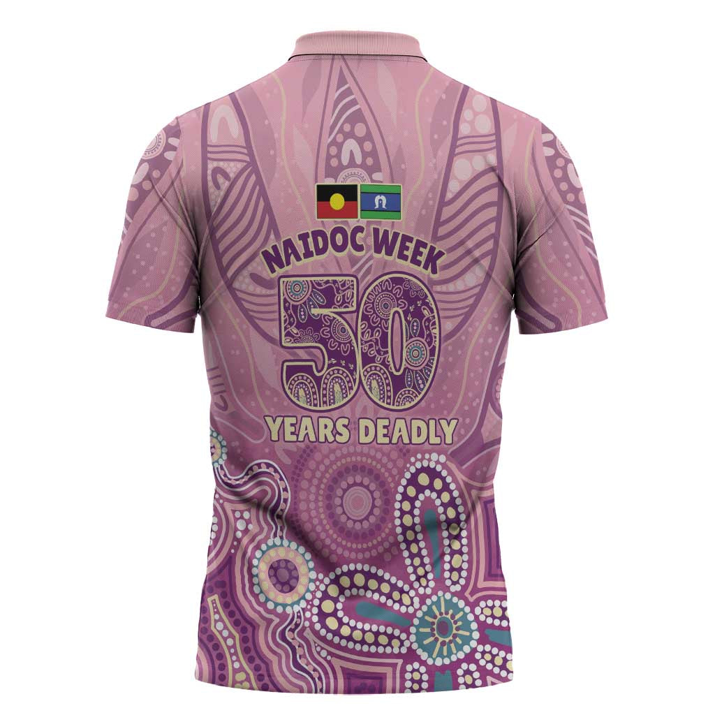 NAIDOC Week - 50 Years Deadly Zipper Polo Shirt Pastel Wings