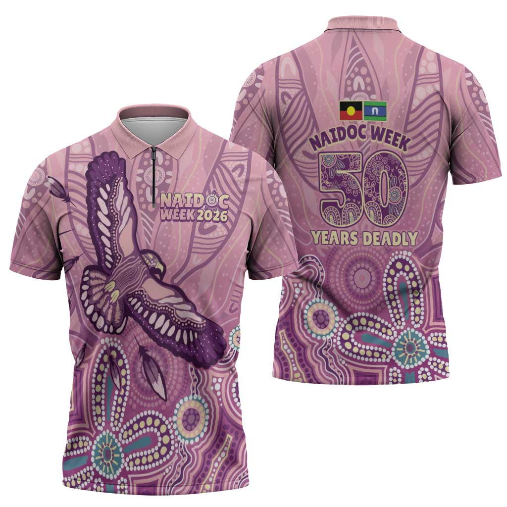 NAIDOC Week - 50 Years Deadly Zipper Polo Shirt Pastel Wings