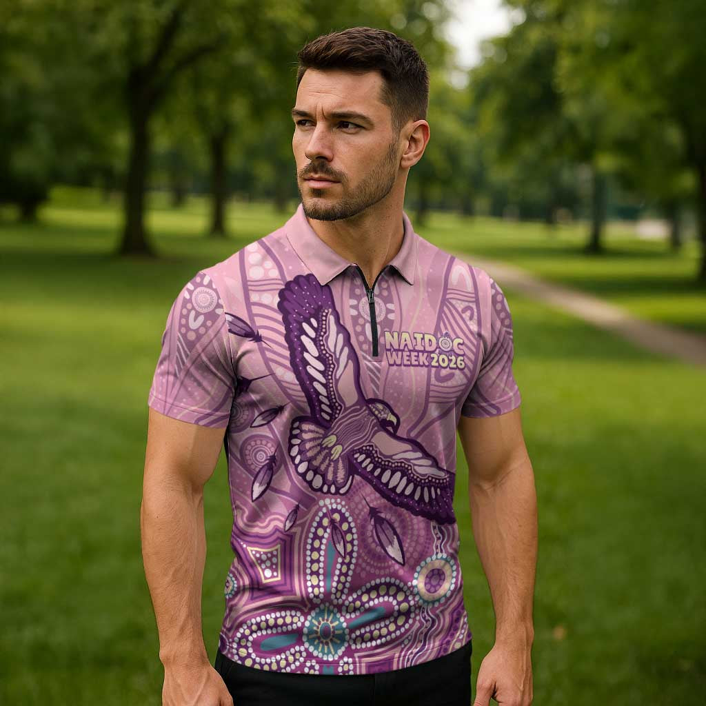 NAIDOC Week - 50 Years Deadly Zipper Polo Shirt Pastel Wings