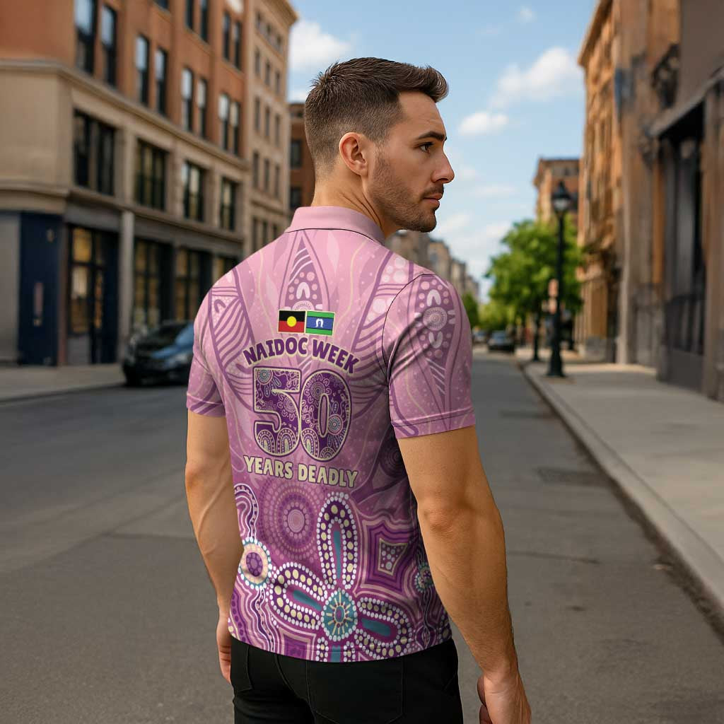 NAIDOC Week - 50 Years Deadly Zipper Polo Shirt Pastel Wings