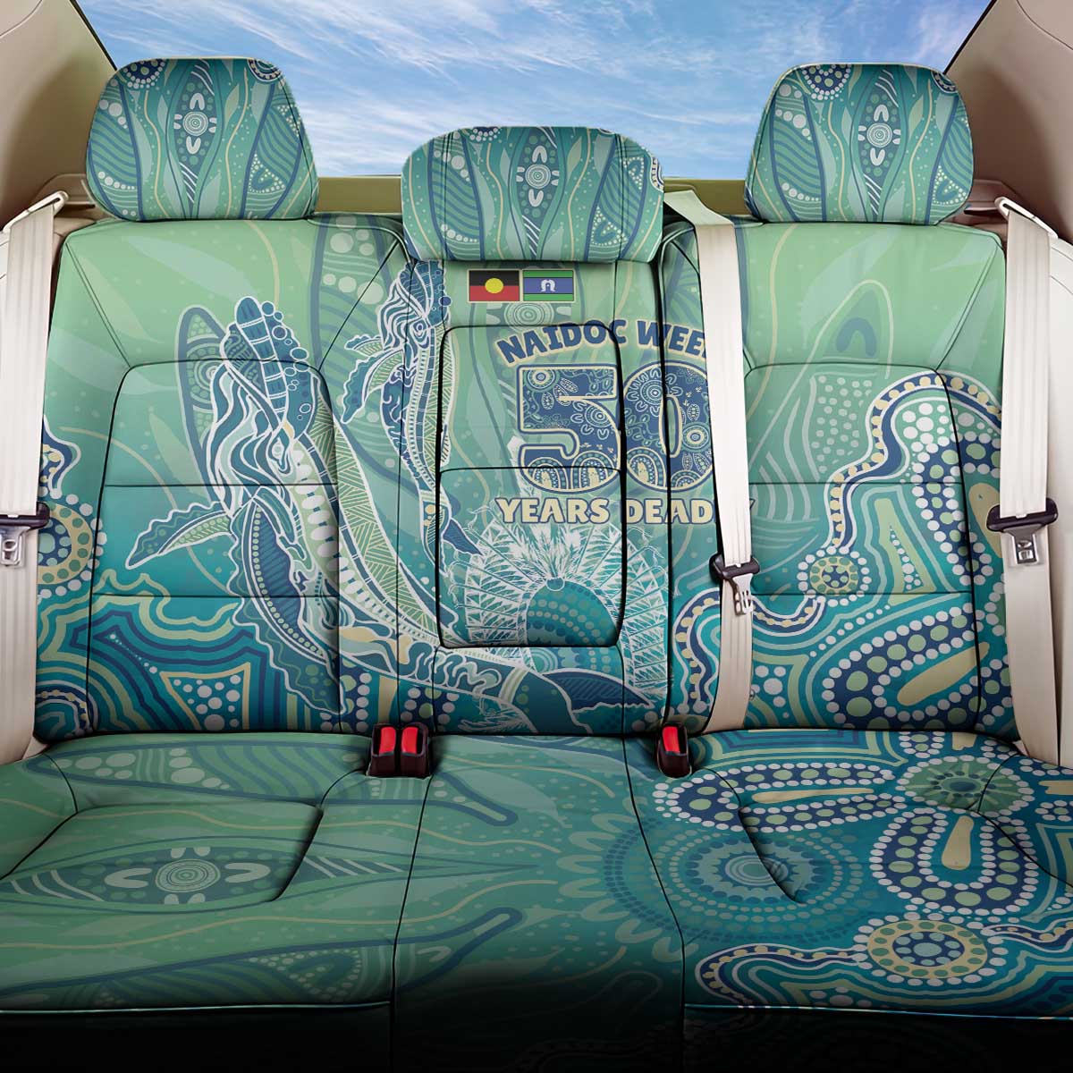 NAIDOC Week - 50 Years Deadly Torres Strait Back Car Seat Cover Pastel Waves