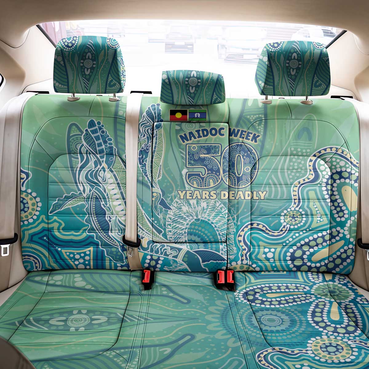 NAIDOC Week - 50 Years Deadly Torres Strait Back Car Seat Cover Pastel Waves