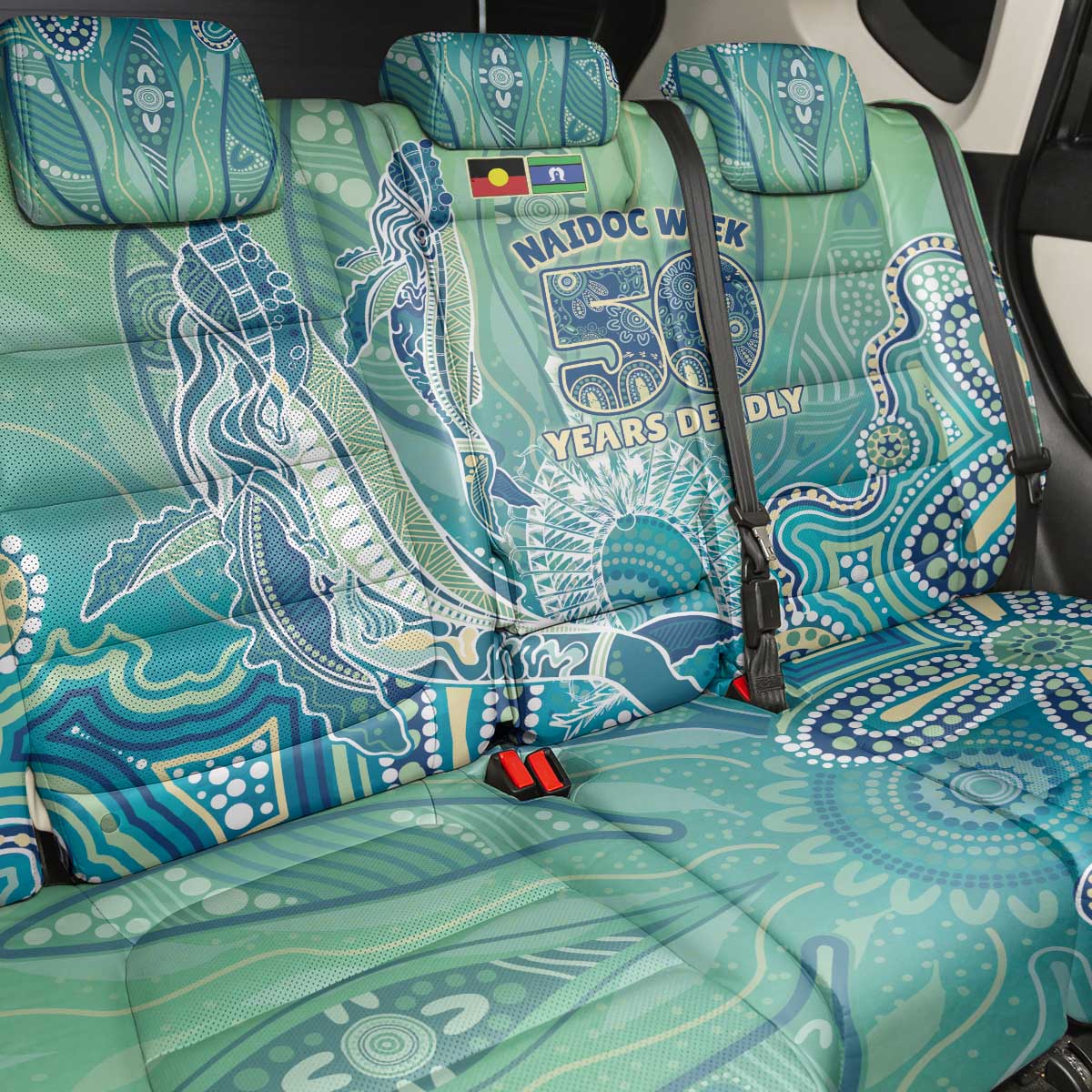 NAIDOC Week - 50 Years Deadly Torres Strait Back Car Seat Cover Pastel Waves