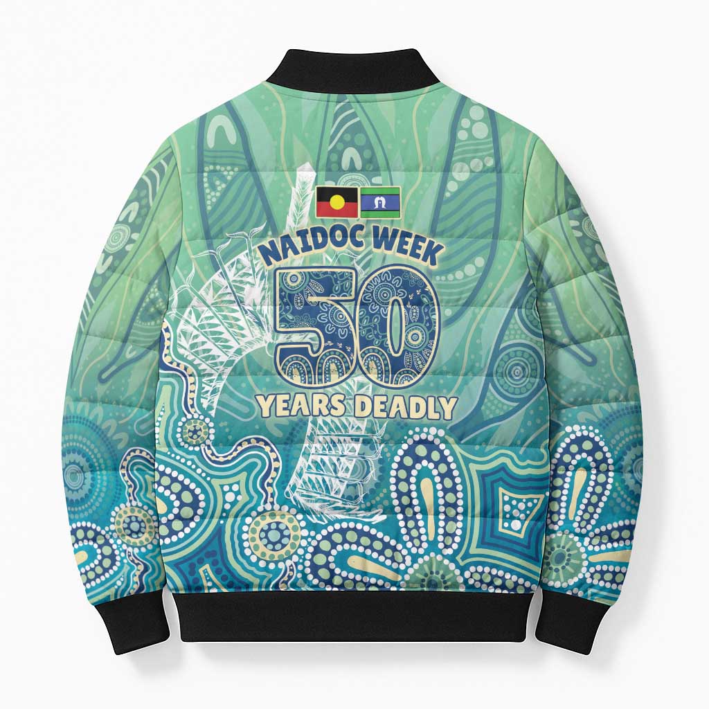 NAIDOC Week - 50 Years Deadly Torres Strait Bomber Puffer Jacket Pastel Waves
