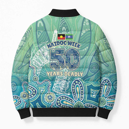 NAIDOC Week - 50 Years Deadly Torres Strait Bomber Puffer Jacket Pastel Waves