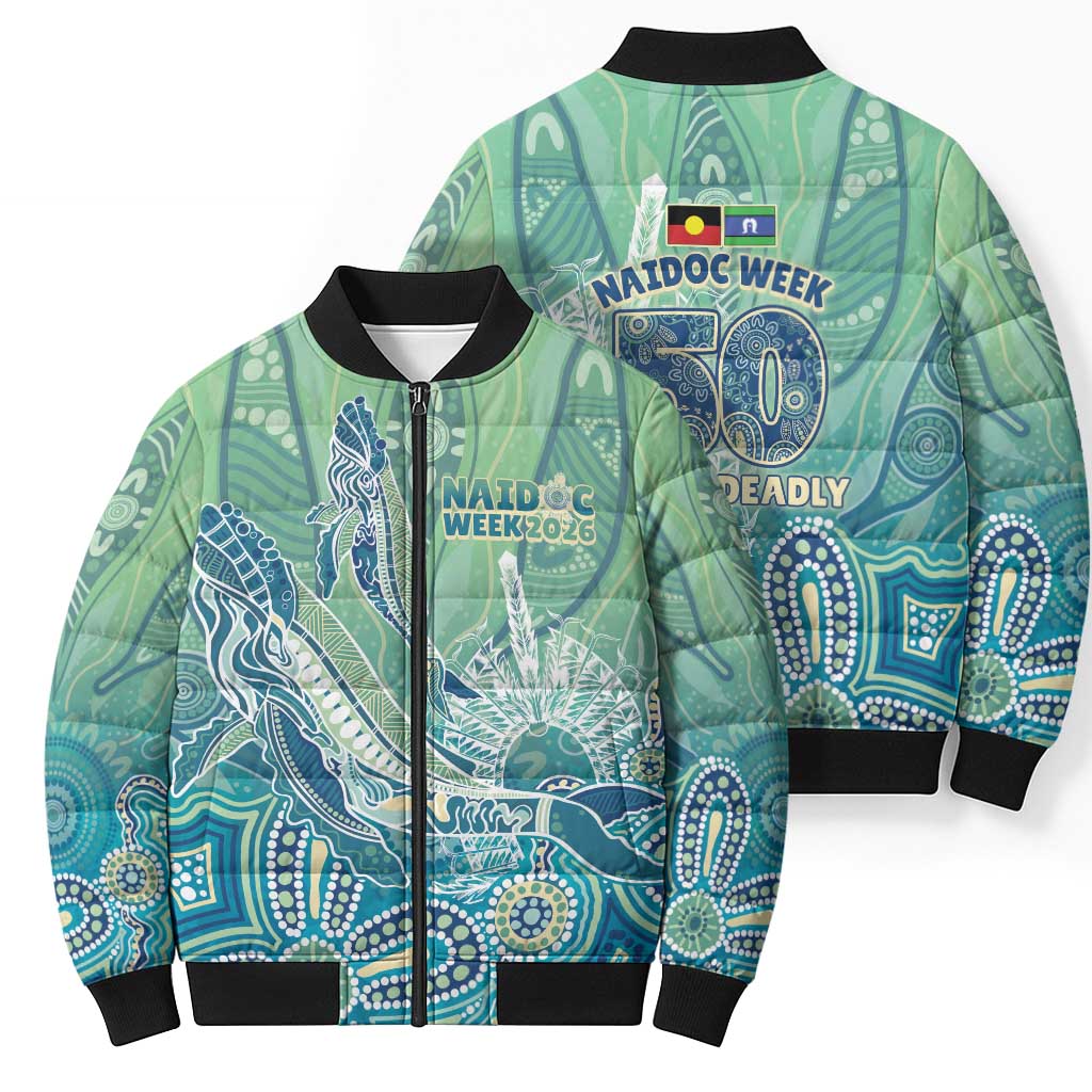 NAIDOC Week - 50 Years Deadly Torres Strait Bomber Puffer Jacket Pastel Waves