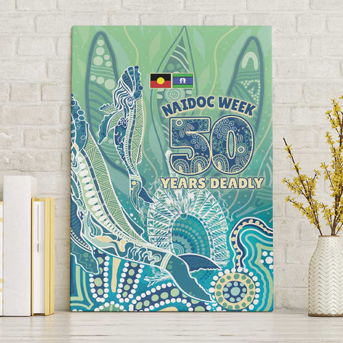 NAIDOC Week - 50 Years Deadly Torres Strait Canvas Wall Art Pastel Waves