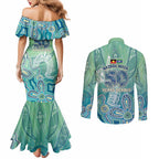 NAIDOC Week - 50 Years Deadly Torres Strait Couples Matching Mermaid Dress and Long Sleeve Button Shirt Pastel Waves