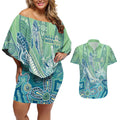 NAIDOC Week - 50 Years Deadly Torres Strait Couples Matching Off Shoulder Short Dress and Hawaiian Shirt Pastel Waves