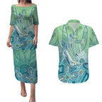 NAIDOC Week - 50 Years Deadly Torres Strait Couples Matching Puletasi and Hawaiian Shirt Pastel Waves