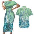 NAIDOC Week - 50 Years Deadly Torres Strait Couples Matching Short Sleeve Bodycon Dress and Hawaiian Shirt Pastel Waves