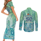 NAIDOC Week - 50 Years Deadly Torres Strait Couples Matching Short Sleeve Bodycon Dress and Long Sleeve Button Shirt Pastel Waves