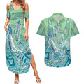 NAIDOC Week - 50 Years Deadly Torres Strait Couples Matching Summer Maxi Dress and Hawaiian Shirt Pastel Waves