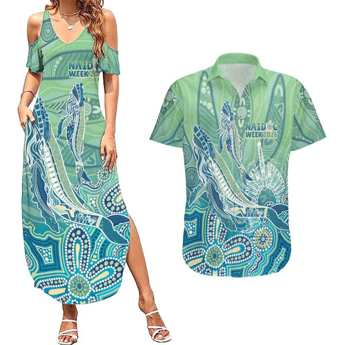 NAIDOC Week - 50 Years Deadly Torres Strait Couples Matching Summer Maxi Dress and Hawaiian Shirt Pastel Waves