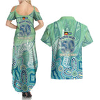 NAIDOC Week - 50 Years Deadly Torres Strait Couples Matching Summer Maxi Dress and Hawaiian Shirt Pastel Waves