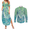 NAIDOC Week - 50 Years Deadly Torres Strait Couples Matching Summer Maxi Dress and Long Sleeve Button Shirt Pastel Waves