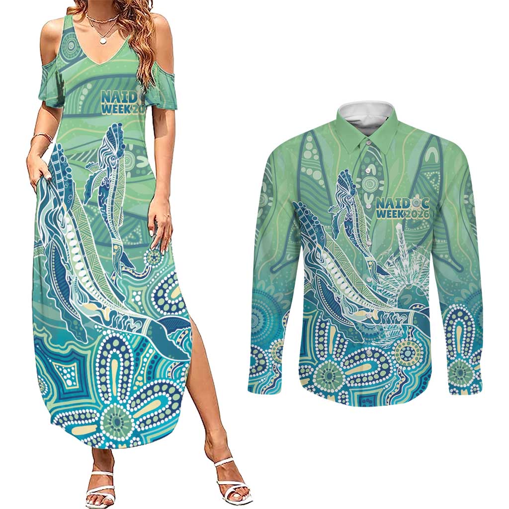 NAIDOC Week - 50 Years Deadly Torres Strait Couples Matching Summer Maxi Dress and Long Sleeve Button Shirt Pastel Waves