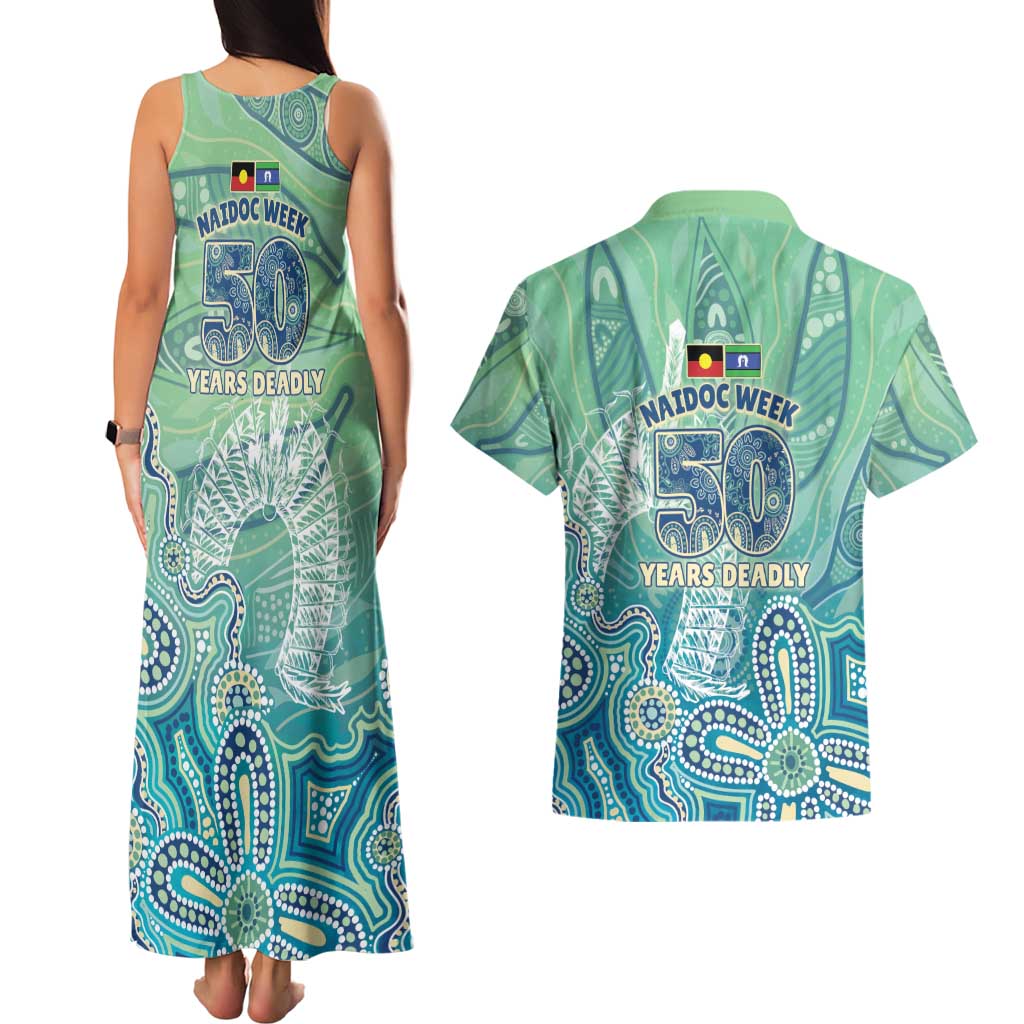 NAIDOC Week - 50 Years Deadly Torres Strait Couples Matching Tank Maxi Dress and Hawaiian Shirt Pastel Waves