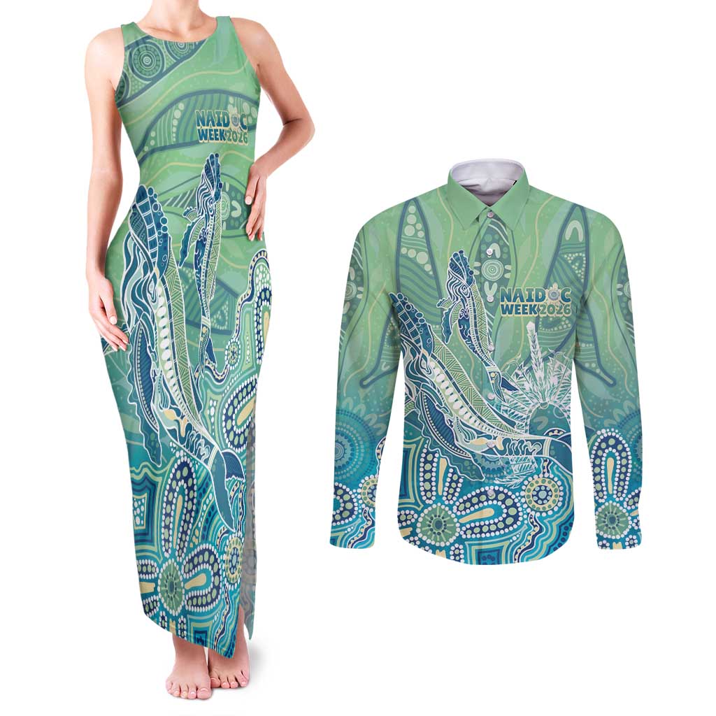 NAIDOC Week - 50 Years Deadly Torres Strait Couples Matching Tank Maxi Dress and Long Sleeve Button Shirt Pastel Waves
