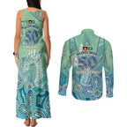 NAIDOC Week - 50 Years Deadly Torres Strait Couples Matching Tank Maxi Dress and Long Sleeve Button Shirt Pastel Waves