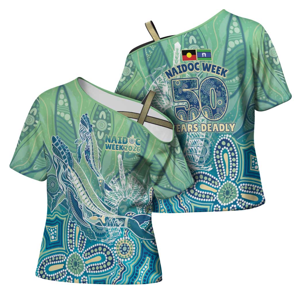 NAIDOC Week - 50 Years Deadly Torres Strait Cross Shoulder Shirt Pastel Waves