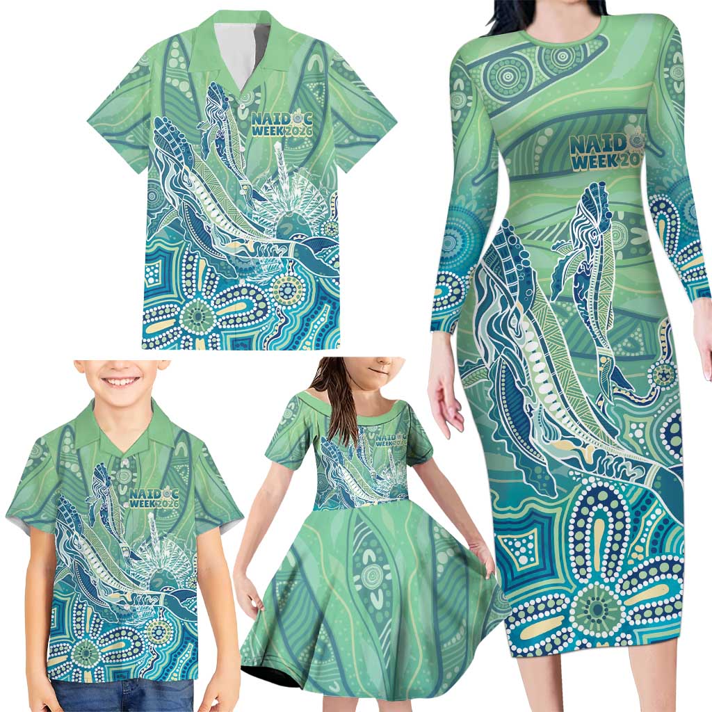 NAIDOC Week - 50 Years Deadly Torres Strait Family Matching Long Sleeve Bodycon Dress and Hawaiian Shirt Pastel Waves
