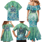 NAIDOC Week - 50 Years Deadly Torres Strait Family Matching Mermaid Dress and Hawaiian Shirt Pastel Waves