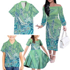 NAIDOC Week - 50 Years Deadly Torres Strait Family Matching Off The Shoulder Long Sleeve Dress and Hawaiian Shirt Pastel Waves