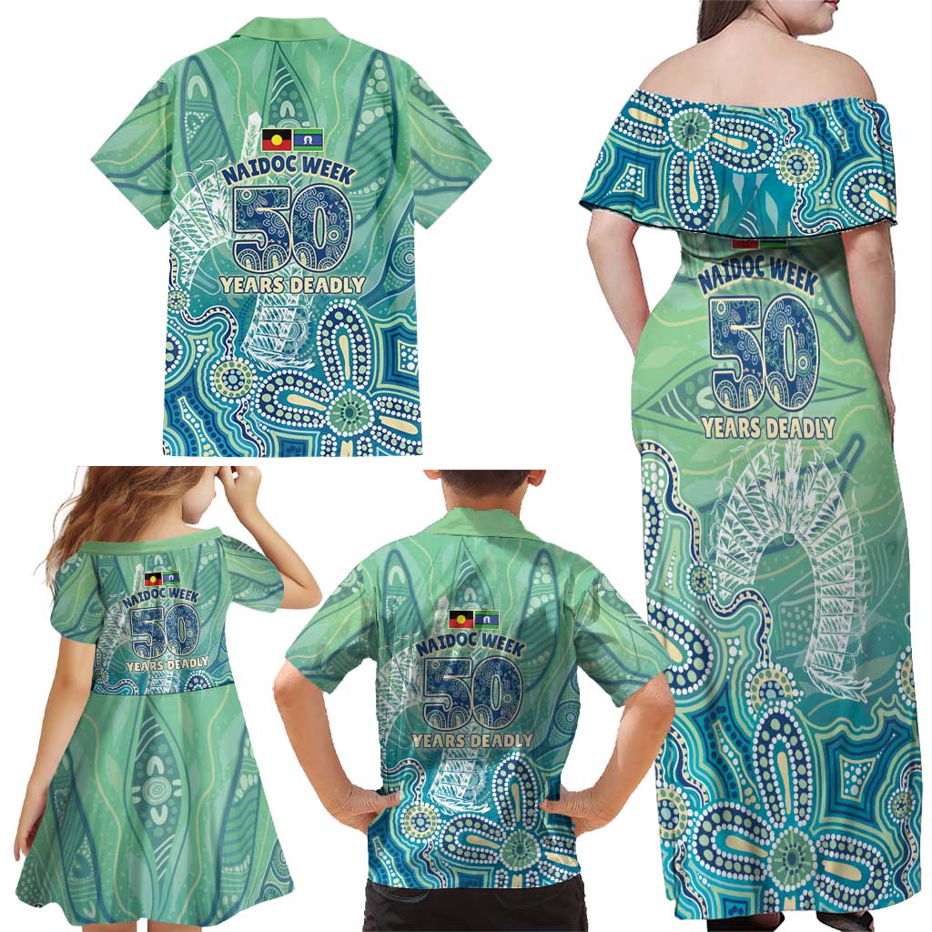 NAIDOC Week - 50 Years Deadly Torres Strait Family Matching Off Shoulder Maxi Dress and Hawaiian Shirt Pastel Waves