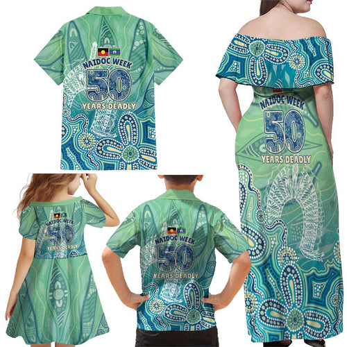 NAIDOC Week - 50 Years Deadly Torres Strait Family Matching Off Shoulder Maxi Dress and Hawaiian Shirt Pastel Waves