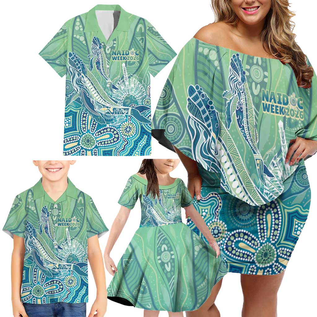 NAIDOC Week - 50 Years Deadly Torres Strait Family Matching Off Shoulder Short Dress and Hawaiian Shirt Pastel Waves