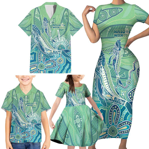 NAIDOC Week - 50 Years Deadly Torres Strait Family Matching Short Sleeve Bodycon Dress and Hawaiian Shirt Pastel Waves