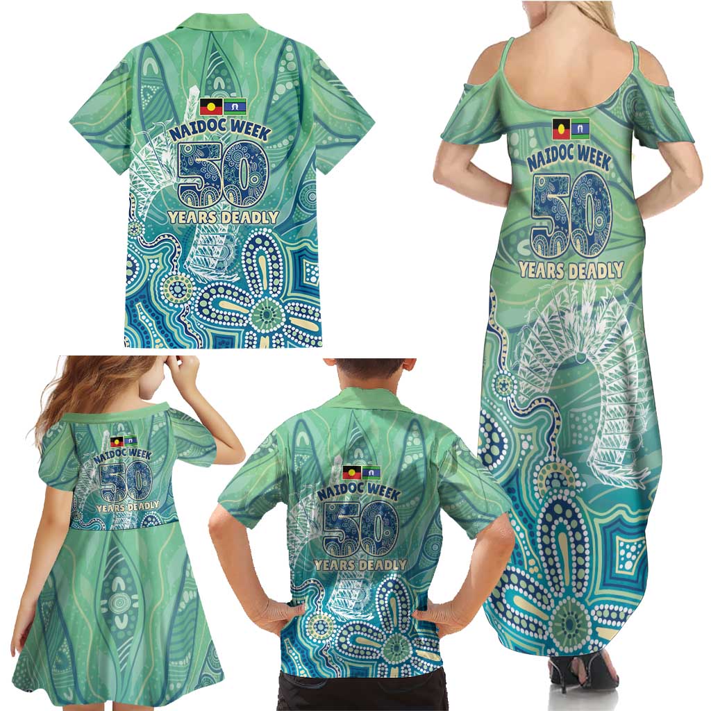 NAIDOC Week - 50 Years Deadly Torres Strait Family Matching Summer Maxi Dress and Hawaiian Shirt Pastel Waves