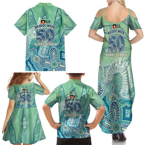 NAIDOC Week - 50 Years Deadly Torres Strait Family Matching Summer Maxi Dress and Hawaiian Shirt Pastel Waves