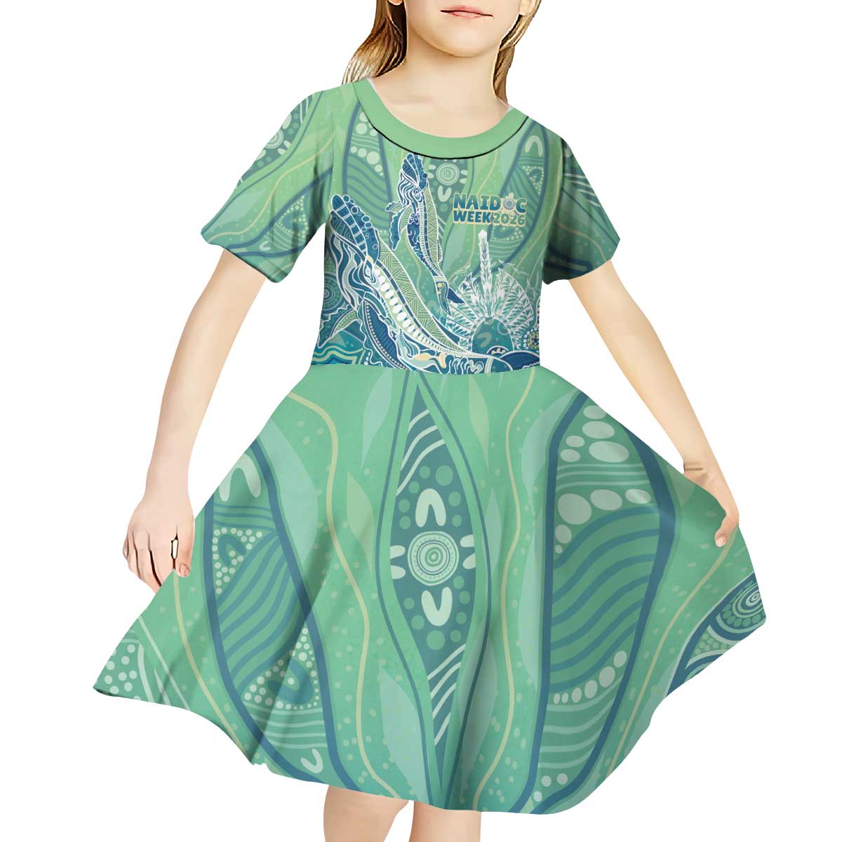 NAIDOC Week - 50 Years Deadly Torres Strait Kid Short Sleeve Dress Pastel Waves