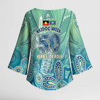 NAIDOC Week - 50 Years Deadly Torres Strait Kimono Sleeve Blouse Pastel Waves