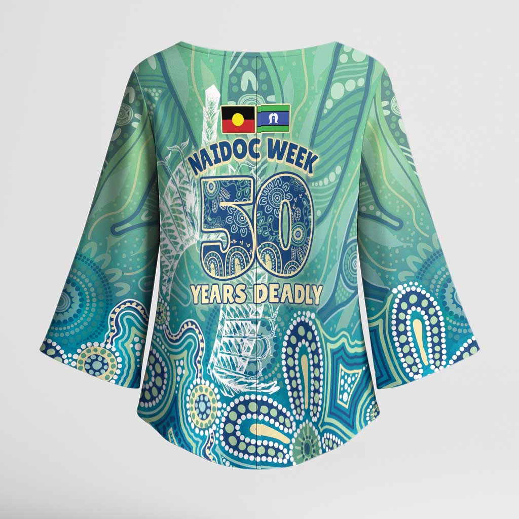 NAIDOC Week - 50 Years Deadly Torres Strait Kimono Sleeve Blouse Pastel Waves