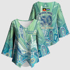 NAIDOC Week - 50 Years Deadly Torres Strait Kimono Sleeve Blouse Pastel Waves