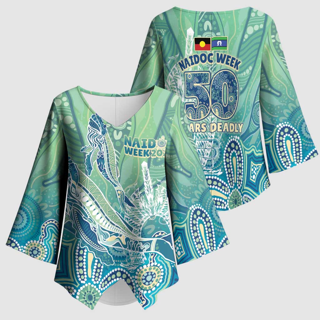 NAIDOC Week - 50 Years Deadly Torres Strait Kimono Sleeve Blouse Pastel Waves