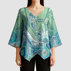 NAIDOC Week - 50 Years Deadly Torres Strait Kimono Sleeve Blouse Pastel Waves
