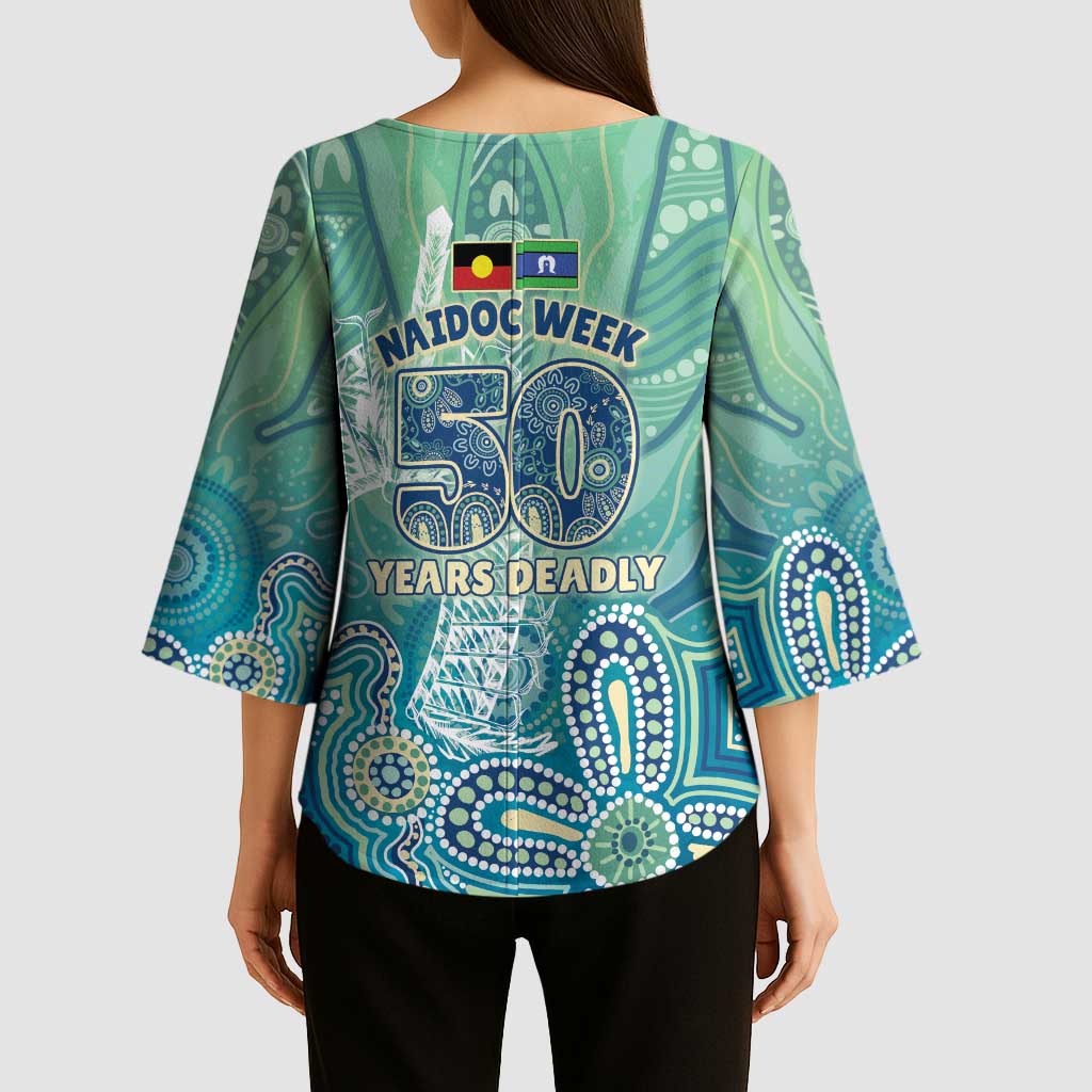 NAIDOC Week - 50 Years Deadly Torres Strait Kimono Sleeve Blouse Pastel Waves