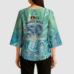 NAIDOC Week - 50 Years Deadly Torres Strait Kimono Sleeve Blouse Pastel Waves