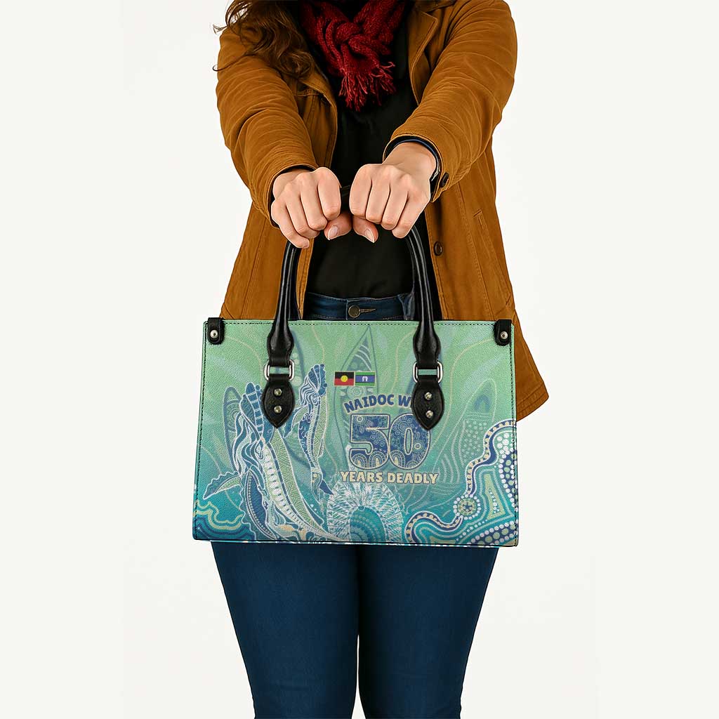 NAIDOC Week - 50 Years Deadly Torres Strait Leather Bag Pastel Waves