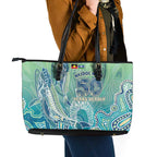 NAIDOC Week - 50 Years Deadly Torres Strait Leather Tote Bag Pastel Waves