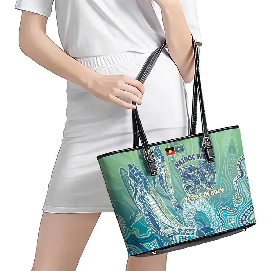 NAIDOC Week - 50 Years Deadly Torres Strait Leather Tote Bag Pastel Waves